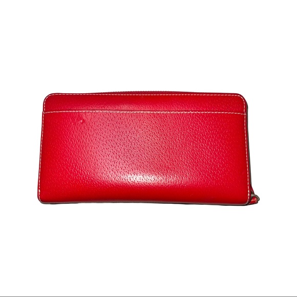 Red leather Kate Spade ♠️ Envelope Wallet - Picture 2 of 4